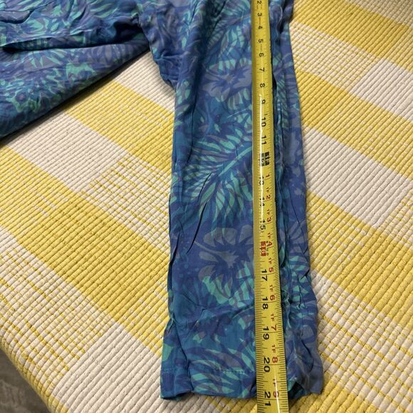 Las Manos Handwovens Women Large Cotton Button Front Rayon Green Blue New - Picture 12 of 12